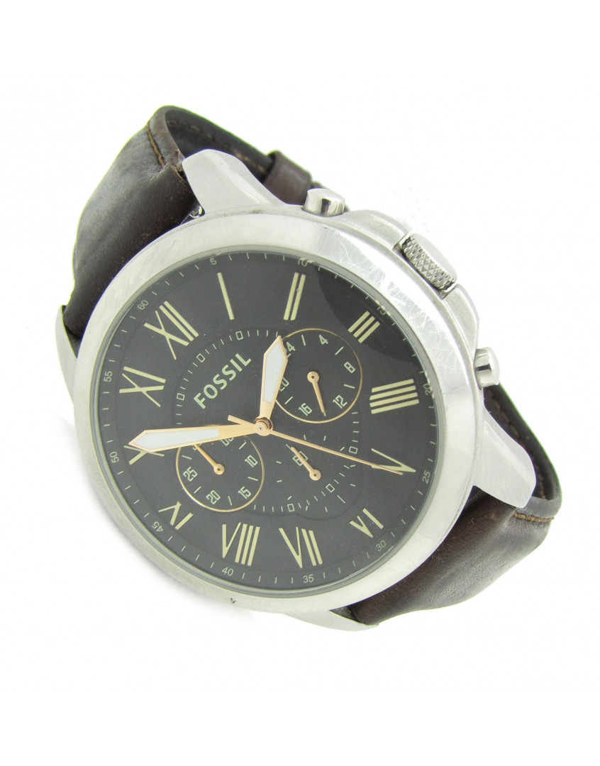 Fossil FS-4813 GRANT Men's Chrono Wristwatch Leather