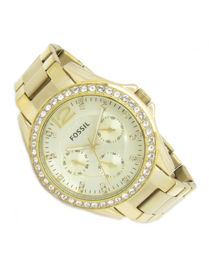 Fossil ES3203 Riley Ladies Wristwatch Gold Stainless Steel Date Day